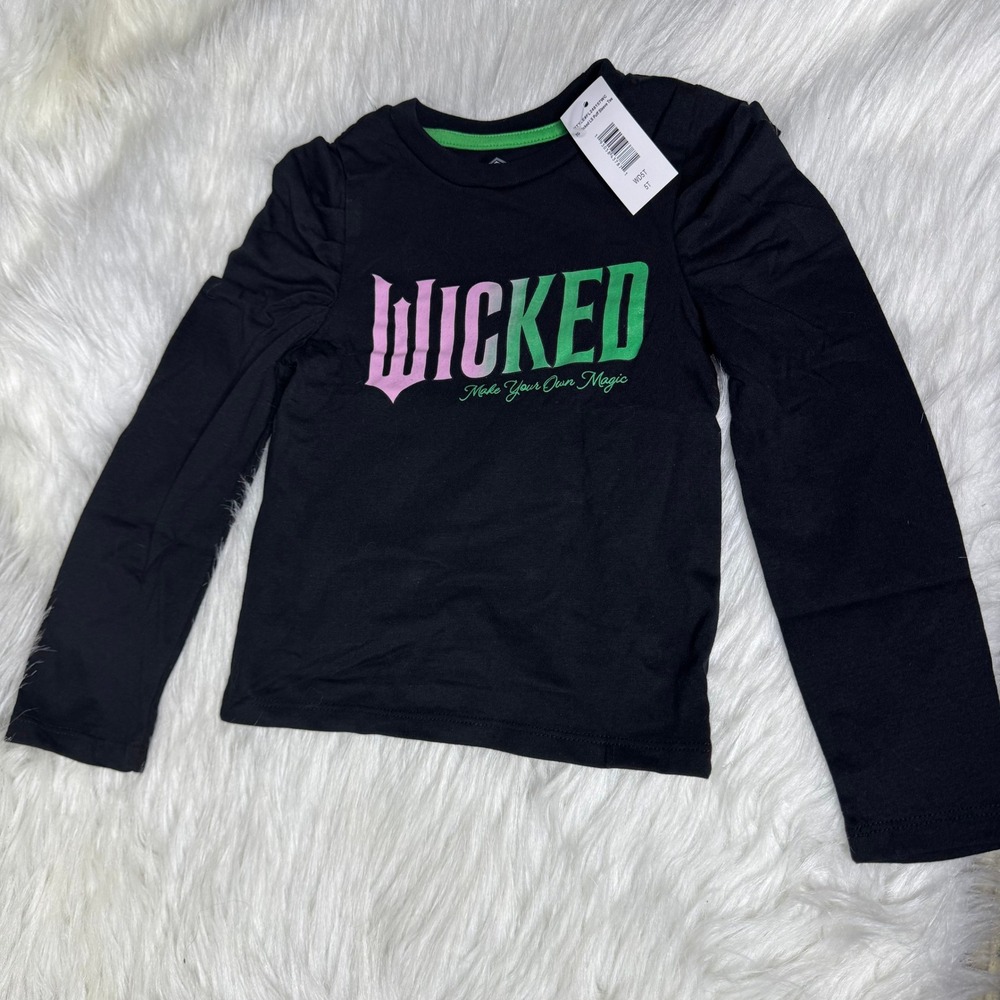 Wicked‎ Movie Girls Long Sleeve Puff Sleeve Tee Black Size 5T Toddler